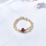 Parel & Granaat ring